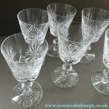 Load image into Gallery viewer, Edinburgh Crystal White Wine Glasses. STAR OF EDINBURGH Pattern. Set of Six. 6 inches
