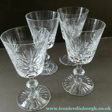 Load image into Gallery viewer, Edinburgh Crystal White Wine Glasses. STAR OF EDINBURGH Pattern. Set of Six. 6 inches
