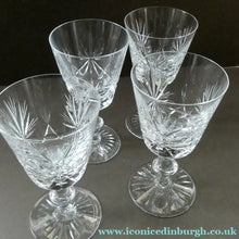 Load image into Gallery viewer, Edinburgh Crystal White Wine Glasses. STAR OF EDINBURGH Pattern. Set of Six. 6 inches
