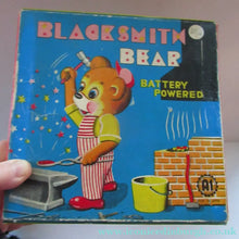 Load image into Gallery viewer, 1950s Blacksmith Bear Battery Tinplate Toy A1 Japanese
