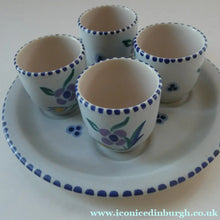 Load image into Gallery viewer, 1950s Floral POOLE POTTERY Set of Four Egg Cups &amp; Matching Stand
