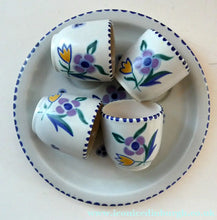 Load image into Gallery viewer, 1950s Floral POOLE POTTERY Set of Four Egg Cups &amp; Matching Stand
