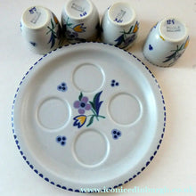 Load image into Gallery viewer, 1950s Floral POOLE POTTERY Set of Four Egg Cups &amp; Matching Stand
