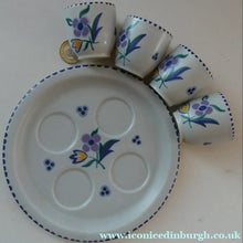 Load image into Gallery viewer, 1950s Floral POOLE POTTERY Set of Four Egg Cups &amp; Matching Stand
