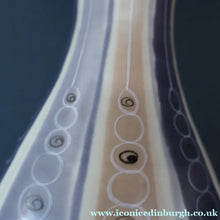 Load image into Gallery viewer, TALL 1950s Freeform Poole Bottle Vase by Alfred Rhead (PLC Pattern; 694 Shape). 14 1/4 inches
