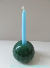 Load image into Gallery viewer, 1950s Glass Ball Candlestick, probably Swedish. Retailed by Wuidart Glass
