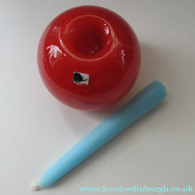 Load image into Gallery viewer, 1950s Glass Ball Candlestick, probably Swedish. Retailed by Wuidart Glass

