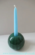 Load image into Gallery viewer, 1950s Glass Ball Candlestick, probably Swedish. Retailed by Wuidart Glass
