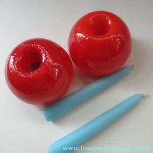 Load image into Gallery viewer, 1950s Glass Ball Candlestick, probably Swedish. Retailed by Wuidart Glass
