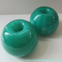 Load image into Gallery viewer, 1950s Glass Ball Candlesticks, probably Swedish. Retailed by Wuidart Glass
