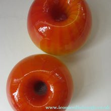 Load image into Gallery viewer, 1950s Glass Ball Candlesticks, probably Swedish. Retailed by Wuidart Glass
