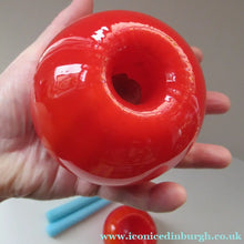 Load image into Gallery viewer, 1950s Glass Ball Candlestick, probably Swedish. Retailed by Wuidart Glass
