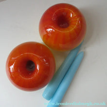 Load image into Gallery viewer, 1950s Glass Ball Candlesticks, probably Swedish. Retailed by Wuidart Glass
