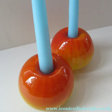 Load image into Gallery viewer, 1950s Glass Ball Candlesticks, probably Swedish. Retailed by Wuidart Glass
