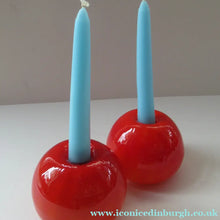 Load image into Gallery viewer, 1950s Glass Ball Candlestick, probably Swedish. Retailed by Wuidart Glass
