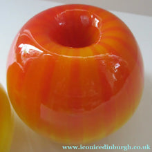 Load image into Gallery viewer, 1950s Glass Ball Candlesticks, probably Swedish. Retailed by Wuidart Glass
