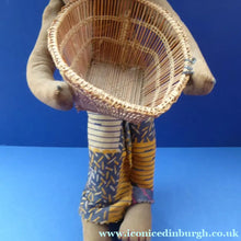 Load image into Gallery viewer, CLOTH DOLL. Vintage 1950s Native Lady Doll. Hand Made Lady Carrying a Wicker Basket and with Baby on her Back
