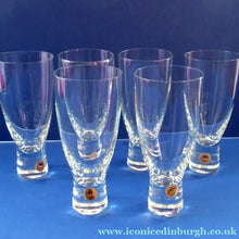 Load image into Gallery viewer, SIX LARGE 1950s HOLMEGAARD Kastrup CANADA Drinking Tumblers with Original Labels; 6 1/4 inches high
