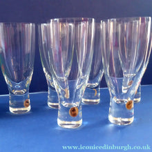Load image into Gallery viewer, SIX LARGE 1950s HOLMEGAARD Kastrup CANADA Drinking Tumblers with Original Labels; 6 1/4 inches high
