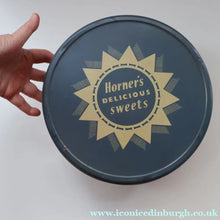Load image into Gallery viewer, HUGE Vintage 1950s HORNER Delicious Sweets Tin. Fabulous Abstract - Festival of Britain Inspired Atomic Design

