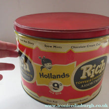 Load image into Gallery viewer, Vintage 1950s HUGE Rich Toffee &amp; Chocolate Assortment HOLLAND'S Tin

