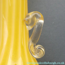 Load image into Gallery viewer, Vintage 1950s Italian / Murano Tall Glass Vase with Pale Yellow and Lemon Stripes. Height 10 inches
