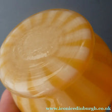 Load image into Gallery viewer, Vintage 1950s Italian / Murano Tall Glass Vase with Pale Yellow and Lemon Stripes. Height 10 inches
