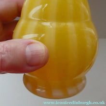 Load image into Gallery viewer, Vintage 1950s Italian / Murano Tall Glass Vase with Pale Yellow and Lemon Stripes. Height 10 inches
