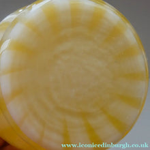 Load image into Gallery viewer, Vintage 1950s Italian / Murano Tall Glass Vase with Pale Yellow and Lemon Stripes. Height 10 inches
