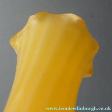 Load image into Gallery viewer, Vintage 1950s Italian / Murano Tall Glass Vase with Pale Yellow and Lemon Stripes. Height 10 inches
