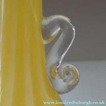 Load image into Gallery viewer, Vintage 1950s Italian / Murano Tall Glass Vase with Pale Yellow and Lemon Stripes. Height 10 inches

