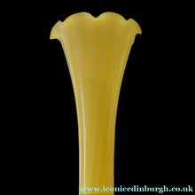 Load image into Gallery viewer, Vintage 1950s Italian / Murano Tall Glass Vase with Pale Yellow and Lemon Stripes. Height 10 inches
