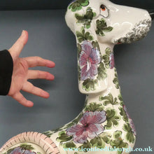 Load image into Gallery viewer, MASSIVE Mid-Century Italian Pottery Hound Dog Decorated with Hand-Painted Flowers. Height 18 inches
