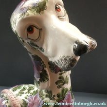 Load image into Gallery viewer, MASSIVE Mid-Century Italian Pottery Hound Dog Decorated with Hand-Painted Flowers. Height 18 inches
