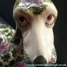 Load image into Gallery viewer, MASSIVE Mid-Century Italian Pottery Hound Dog Decorated with Hand-Painted Flowers. Height 18 inches
