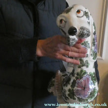Load image into Gallery viewer, MASSIVE Mid-Century Italian Pottery Hound Dog Decorated with Hand-Painted Flowers. Height 18 inches
