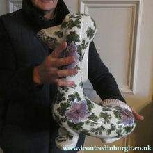 Load image into Gallery viewer, MASSIVE Mid-Century Italian Pottery Hound Dog Decorated with Hand-Painted Flowers. Height 18 inches
