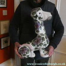 Load image into Gallery viewer, MASSIVE Mid-Century Italian Pottery Hound Dog Decorated with Hand-Painted Flowers. Height 18 inches

