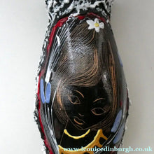 Load image into Gallery viewer, Vintage 1950s ITALIAN San Marino Vase with a Black and White Lava Glaze and Sgrafitto Image of a Young Lady
