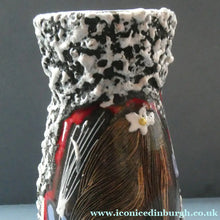 Load image into Gallery viewer, Vintage 1950s ITALIAN San Marino Vase with a Black and White Lava Glaze and Sgrafitto Image of a Young Lady
