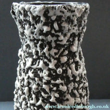Load image into Gallery viewer, Vintage 1950s ITALIAN San Marino Vase with a Black and White Lava Glaze and Sgrafitto Image of a Young Lady
