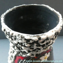 Load image into Gallery viewer, Vintage 1950s ITALIAN San Marino Vase with a Black and White Lava Glaze and Sgrafitto Image of a Young Lady
