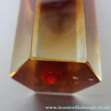 Load image into Gallery viewer, 1950s Italian Tall Sommerso Faceted Vase. Hexagonal Shape with Red Yellow &amp; Clear Glass. 8 inches - European Glass
