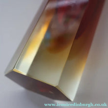 Load image into Gallery viewer, 1950s Italian Tall Sommerso Faceted Vase. Hexagonal Shape with Red Yellow &amp; Clear Glass. 8 inches - European Glass
