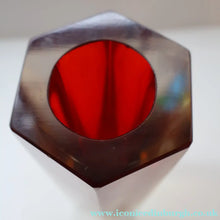 Load image into Gallery viewer, 1950s Italian Tall Sommerso Faceted Vase. Hexagonal Shape with Red Yellow &amp; Clear Glass. 8 inches - European Glass
