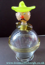Load image into Gallery viewer, Vintage JF &amp; S CZECH Glass Decanter in the Form of a Little Mexican Gentleman Wearing a Yellow Sombrero
