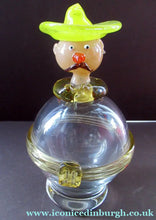Load image into Gallery viewer, Vintage JF &amp; S CZECH Glass Decanter in the Form of a Little Mexican Gentleman Wearing a Yellow Sombrero

