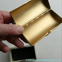 Load image into Gallery viewer,  1950s KIGU Barrel Cigarette Case or Lipstick Holder with Engine Turned Enamel Lid

