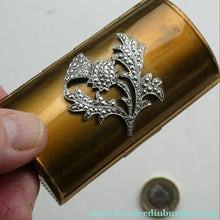 Load image into Gallery viewer, Vintage 1950s KIGU Barrel Cigarette Case or Lipstick Holder with Thistle Design
