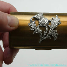 Load image into Gallery viewer, Vintage 1950s KIGU Barrel Cigarette Case or Lipstick Holder with Thistle Design

